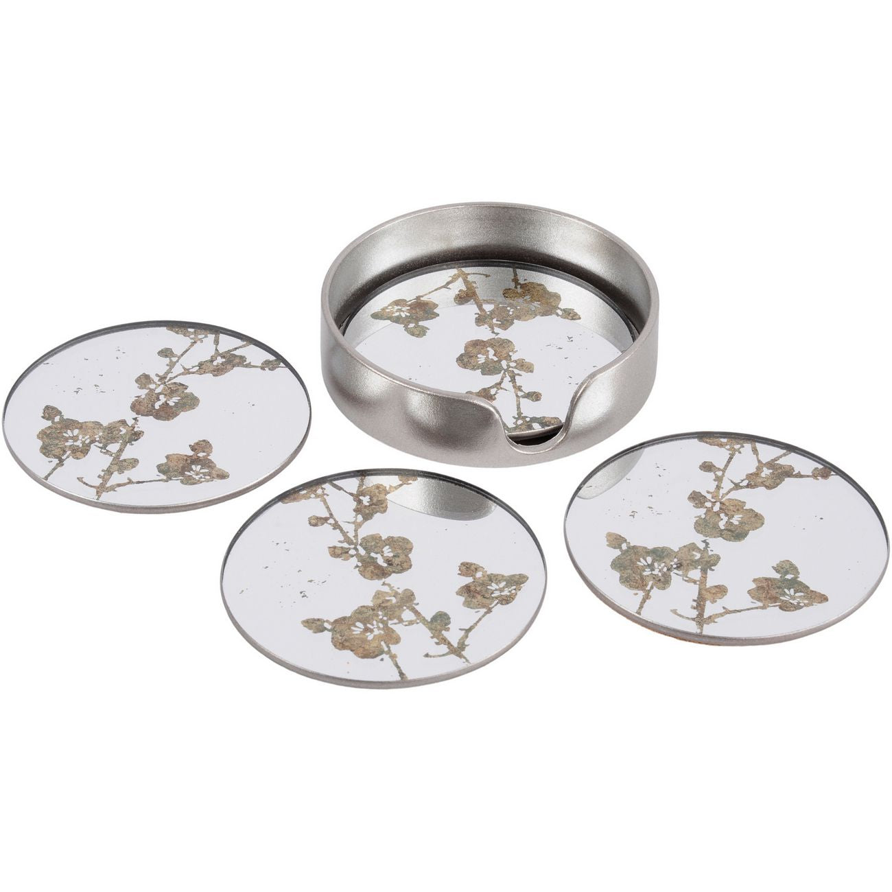 Set of 4 Vienna Antique Gold Blossom Coasters